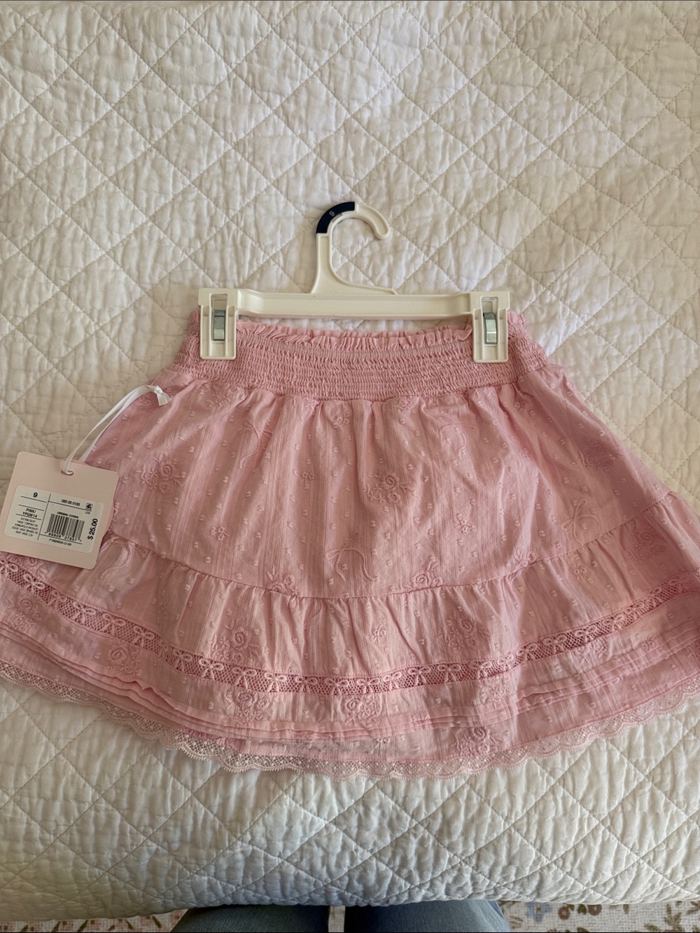 Love Shack Fancy Tiered Pink Eyelet Women's Skirt